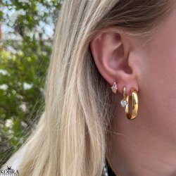 "Angelina" sm hoops i guld med farvede sten