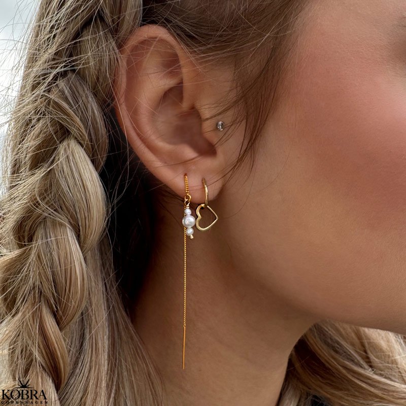 "Helena" sm guld hoops med hjerter