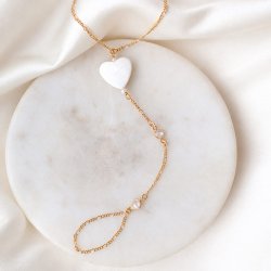 "Wild Heart" gold plated hand chain with mother of pearl