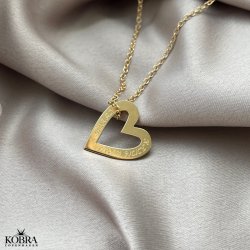 Love Heart, hjerte halskde i guld, inklusiv gravering