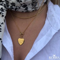 "Melba" hjerte halskde i guld inklusiv gravering med bidsells