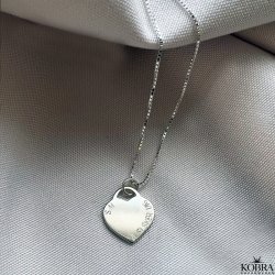 "Krlek" smuk slv hjerte halskde inklusiv gravering