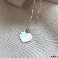 "Krlek" smuk slv hjerte halskde inklusiv gravering