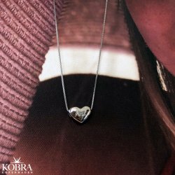 "Aura" hjerte halskde i slv inklusiv gravering