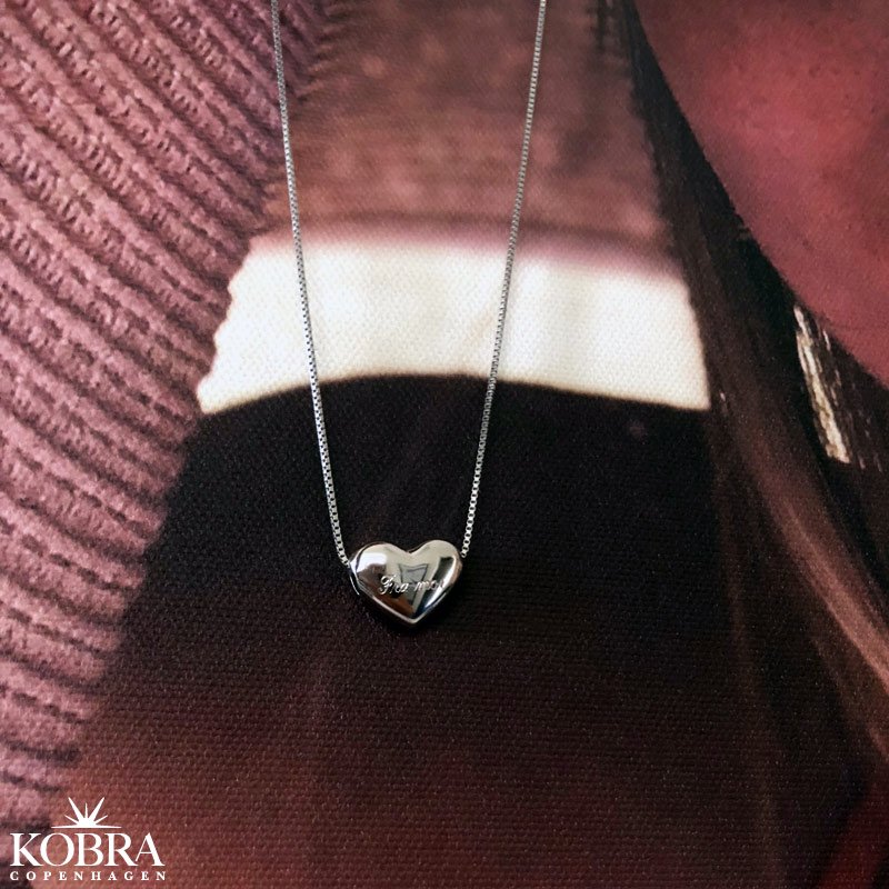 "Aura" hjerte halskde i slv inklusiv gravering