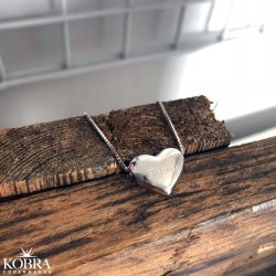 "Aura" hjerte halskde i slv inklusiv gravering