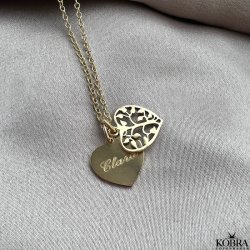 14 carat gold plated Tree of Life with hearts and personal engraving