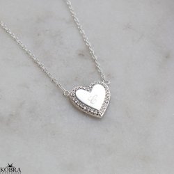 "Heart Glow" hjerte halskde i slv inklusiv gravering