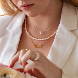 "Joanna" pearl necklace with white freshwater pearls in silver