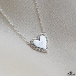 "Heart Glow" hjerte halskde i slv inklusiv gravering