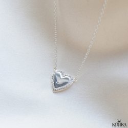 "Heart Glow" hjerte halskde i slv inklusiv gravering