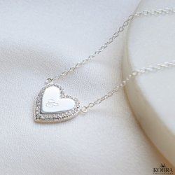 "Heart Glow" hjerte halskde i slv inklusiv gravering