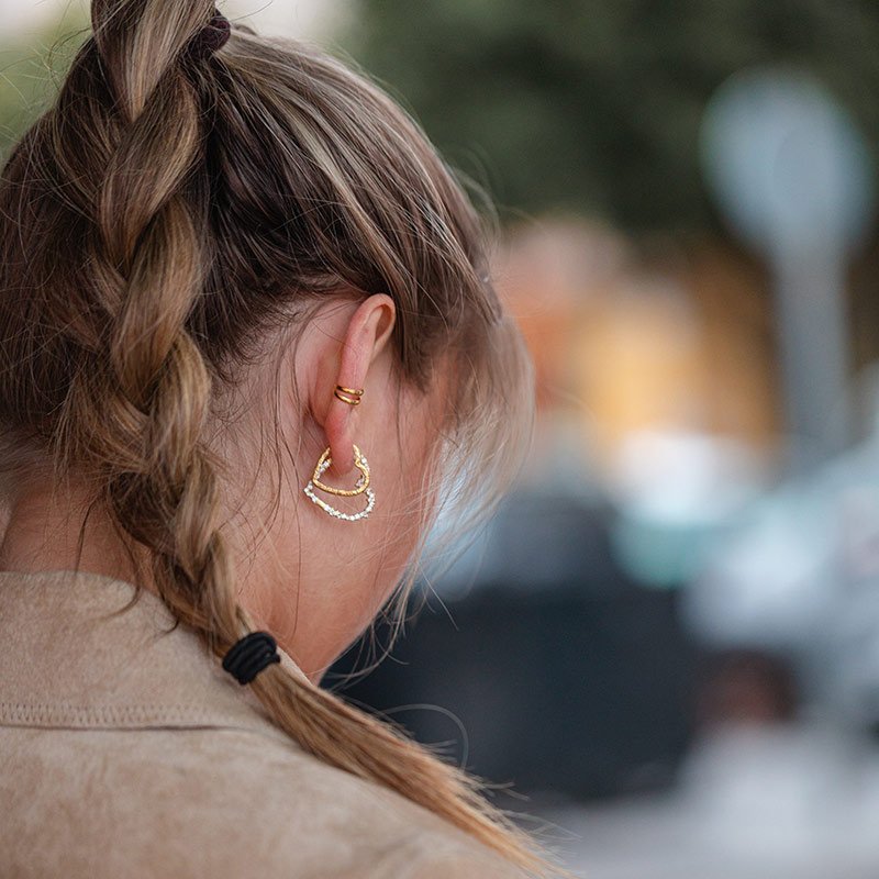 "Esther" Crushed Heart 18K Gold Plated Sterling Silver