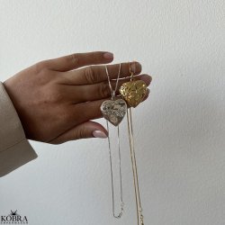 "Hannah" Hjerteformet medaljon i sterling slv  med sommerfugl og plads til 2 billeder