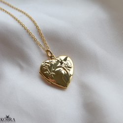 "Hannah" stor hjerte medaljon med sommerfugle