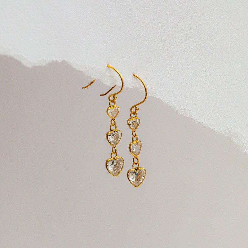 "Lunelle" Heart Earrings � 18K Gold-Plated Silver