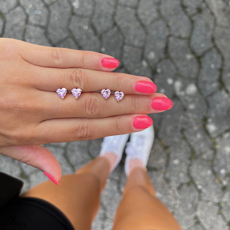 "Cherish" slv reringe med lyserde hjerter