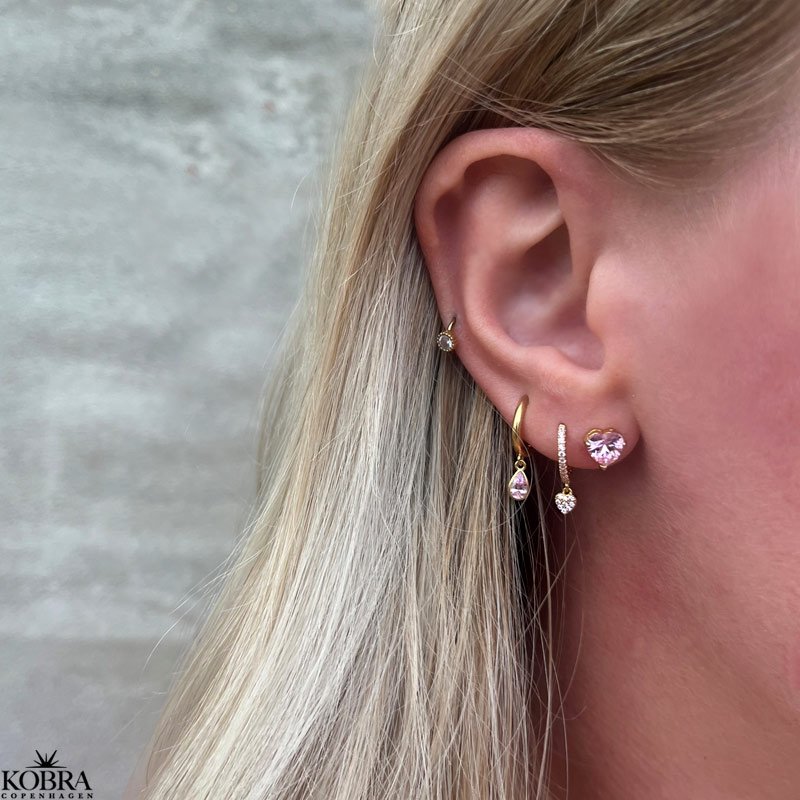 "Serina" gold earrings / hoops with pink zirconia