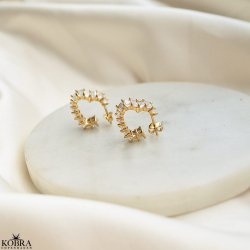 "Krystal" 18 karat forgyldte sm hjerte hoops