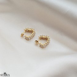 "Krystal" 18 karat forgyldte sm hjerte hoops