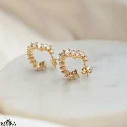 "Krystal" 18 karat forgyldte sm hjerte hoops