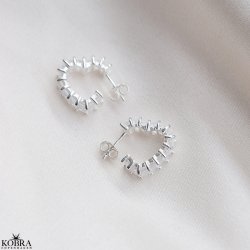 "Krystal" eksklusive sm hjerte hoops i slv med "krystaller"