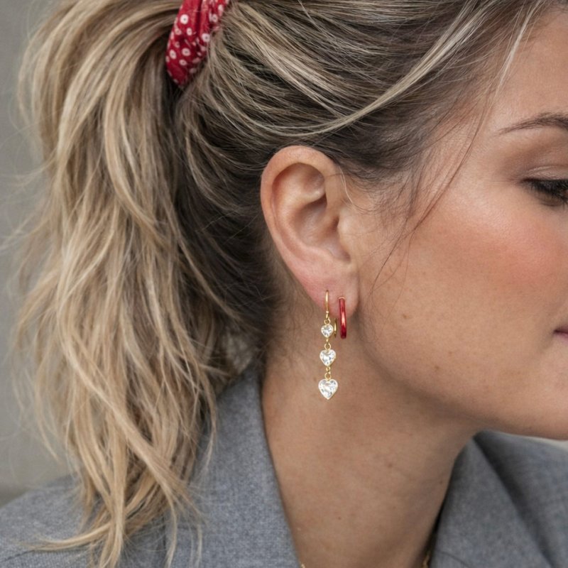 "Lunelle" Heart Earrings � 18K Gold-Plated Silver