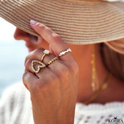 "Elfie" enkel guld ring med blade