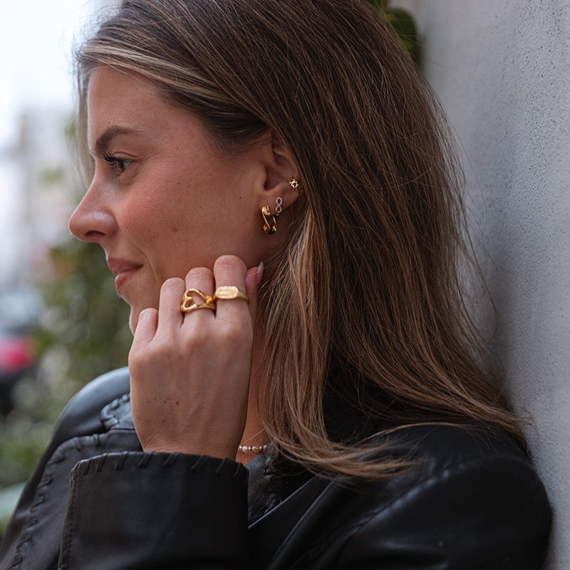 "Sia" 18k gold plated chunky heart ring