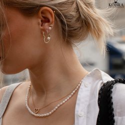 "Mikami" hjerte halskde i 18k forgyldt slv med zirkonia  justerbar lngde