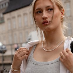 "Mikami" hjerte armbnd  18k Forgyldt sterling Slv med hvide Zirkonia