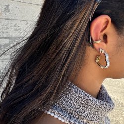 "Elsa" gold earrings with small bows and white stones