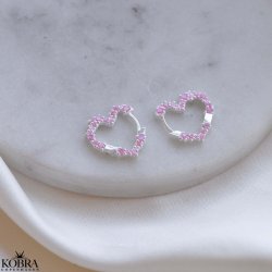 "Mikami" sm slv hjerte reringe med lyserde sten