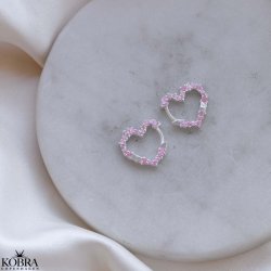 "Mikami" sm slv hjerte reringe med lyserde sten