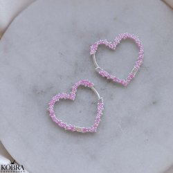 "Mikami" store slv hjerte reringe med lyserde sten