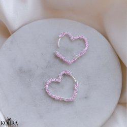 "Mikami" store slv hjerte reringe med lyserde sten