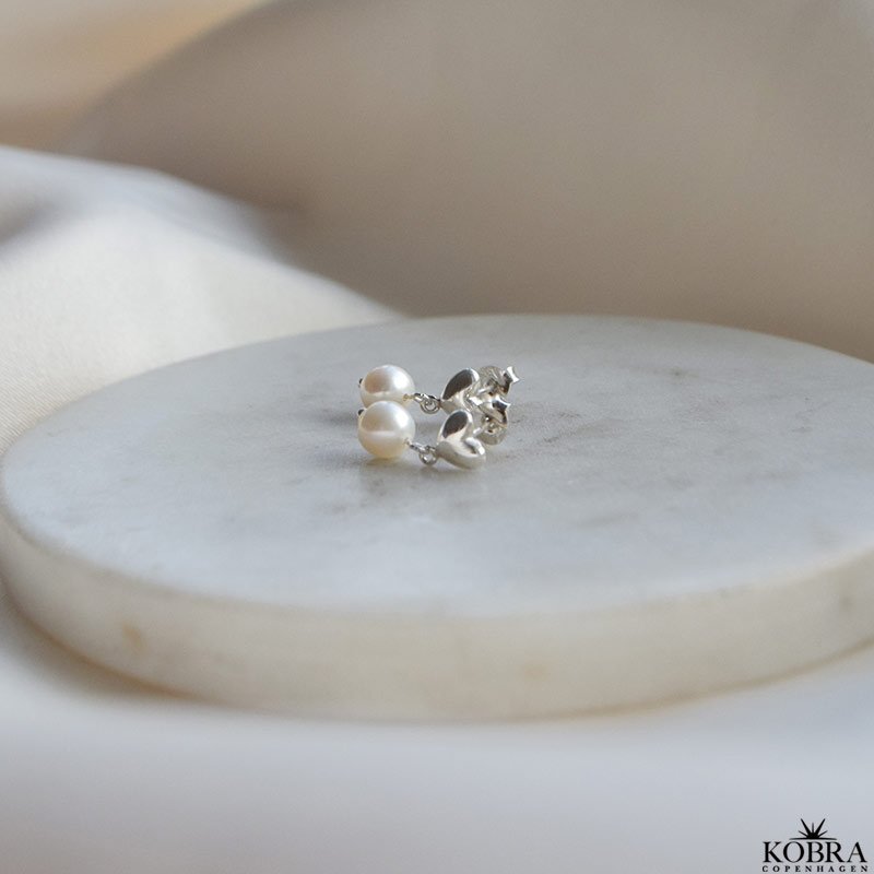 "Bellamy" Slv hjerte reringe med perler