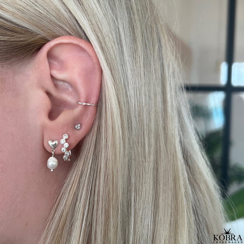 "Embrace" Sm restikker med hjerter og sten i slv