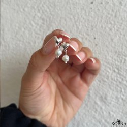 "Bellamy" Slv hjerte reringe med perler