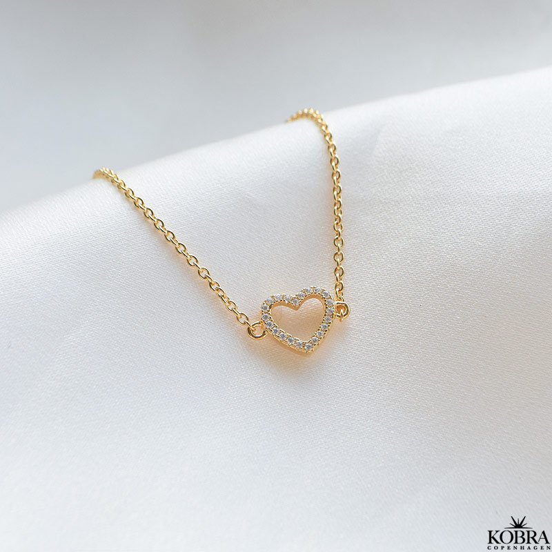 "Isolde" 18 carat gold-plated heart bracelet with stone