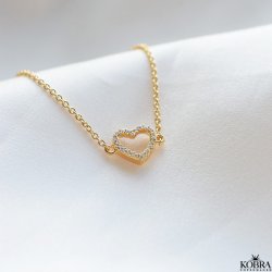 "Isolde" 18 carat gold-plated heart bracelet with stone