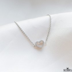 "Isolde" heart bracelet with stones in sterling silver