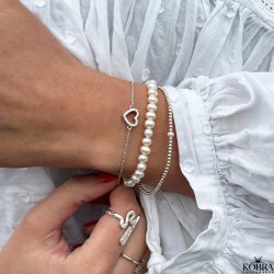 "Isolde" heart bracelet with stones in sterling silver