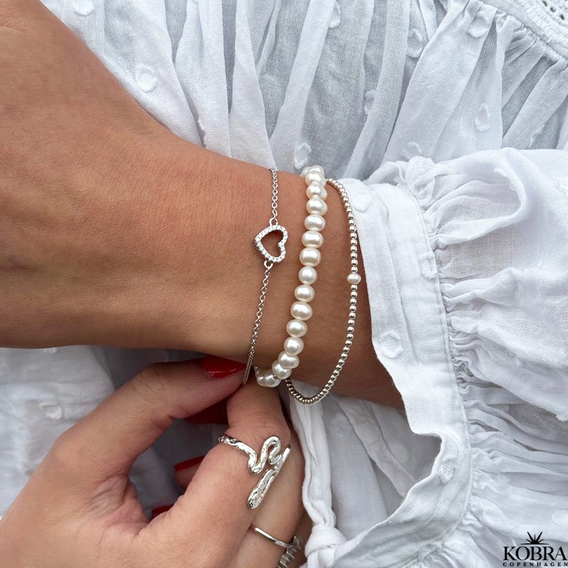 "Isolde" heart bracelet with stones in sterling silver