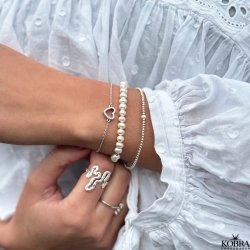 "Isolde" heart bracelet with stones in sterling silver