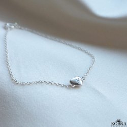 "Liva" slv armbnd med lille hjerte inklusiv din gravering