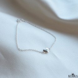 "Liva" slv armbnd med lille hjerte inklusiv din gravering