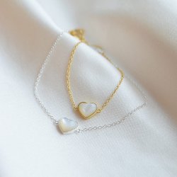 "Viola" 18 karat gullbelagt hjertearmb�nd med perlemor