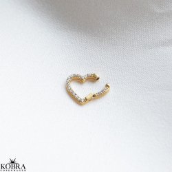 "Open My Heart" charm in gold with white stones