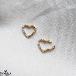 "Open My Heart" charm in gold with white stones